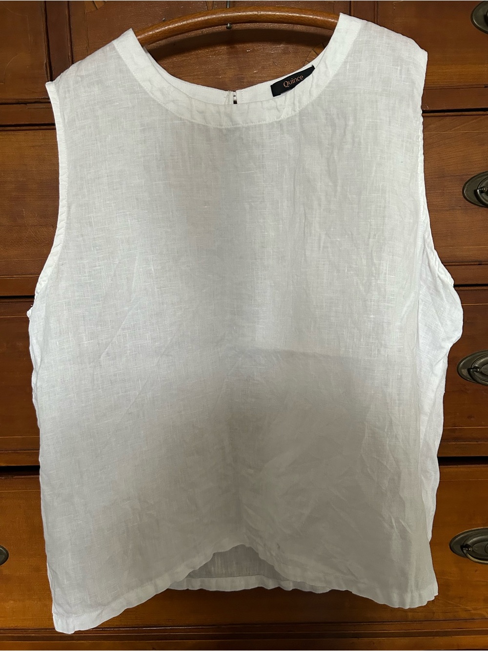 Quince White Sleeveless Linen Shell Top